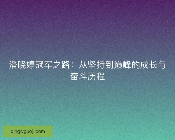 潘晓婷冠军之路：从坚持到巅峰的成长与奋斗历程